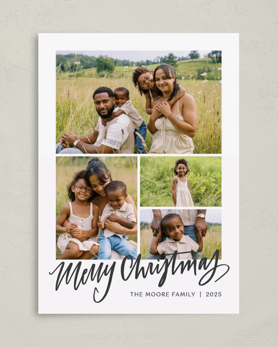 This is a 5" x 7" Christmas Card called Simple Joy printed in full color on Premium Smooth paper