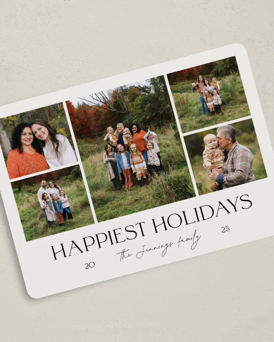 This is a 5" x 7" Christmas Card called Sleek Sentiment printed in full color on Premium Smooth paper
