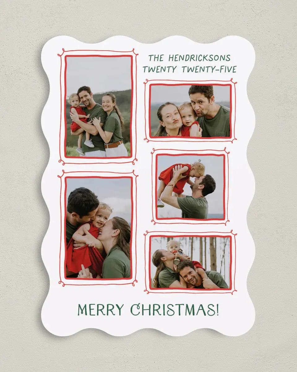 This is a 5" x 7" Christmas Card called Christmas Collage printed in full color on Premium Smooth paper