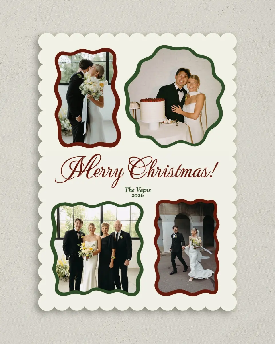 This is a 5" x 7" Christmas Card called Wavy Wonderland printed in full color on Premium Smooth paper on Premium Smooth paper on Premium Smooth paper
