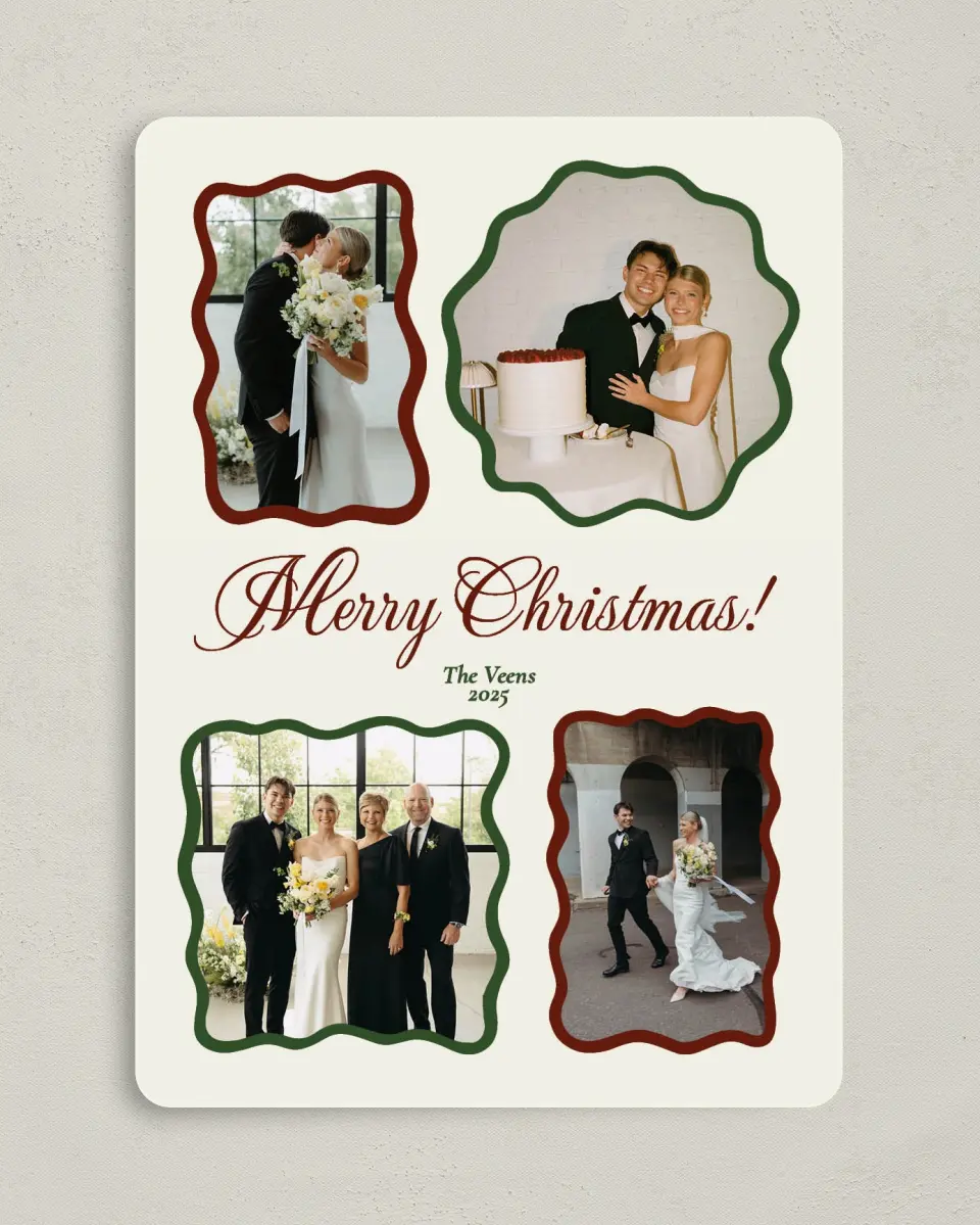 This is a 5" x 7" Christmas Card called Wavy Wonderland printed in full color on Premium Smooth paper
