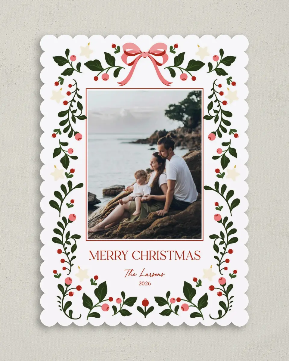 This is a 5" x 7" Christmas Card called Holly Jolly Love! printed in full color on Premium Smooth paper on Premium Smooth paper on Premium Smooth paper