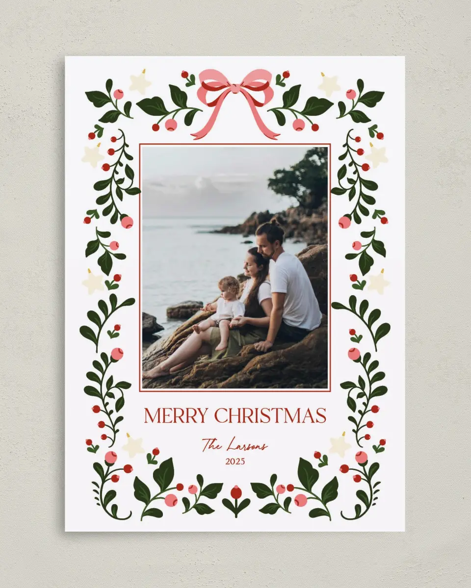 This is a 5" x 7" Christmas Card called Holly Jolly Love! printed in full color on Premium Smooth paper