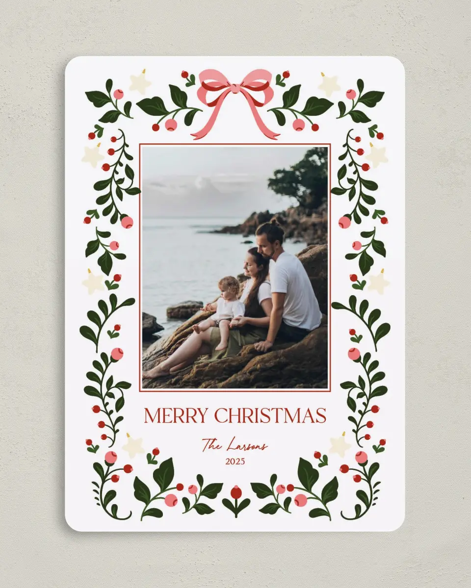 This is a 5" x 7" Christmas Card called Holly Jolly Love! printed in full color on Premium Smooth paper