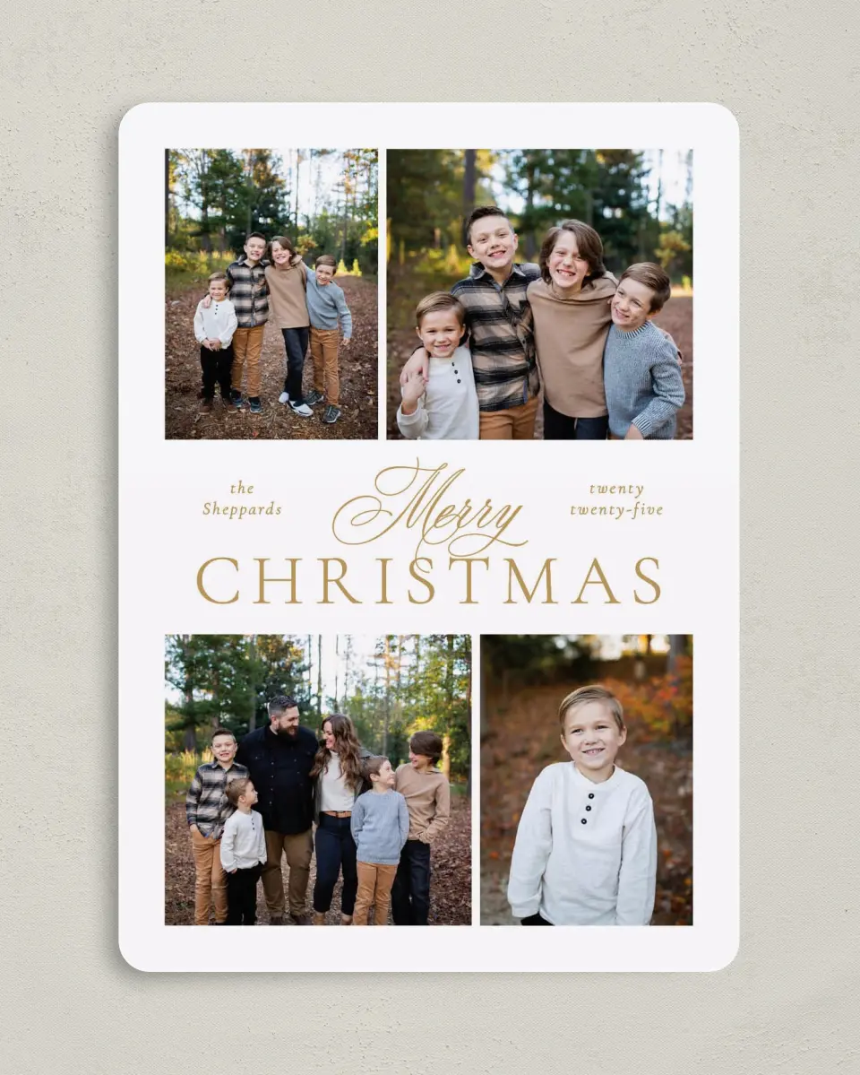 This is a 5" x 7" Christmas Card called Classy Christmas printed in full color on Premium Smooth paper
