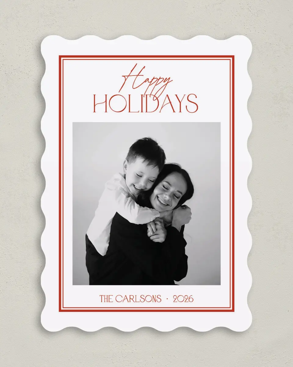 This is a 5" x 7" Christmas Card called Classic Border printed in full color on Premium Smooth paper