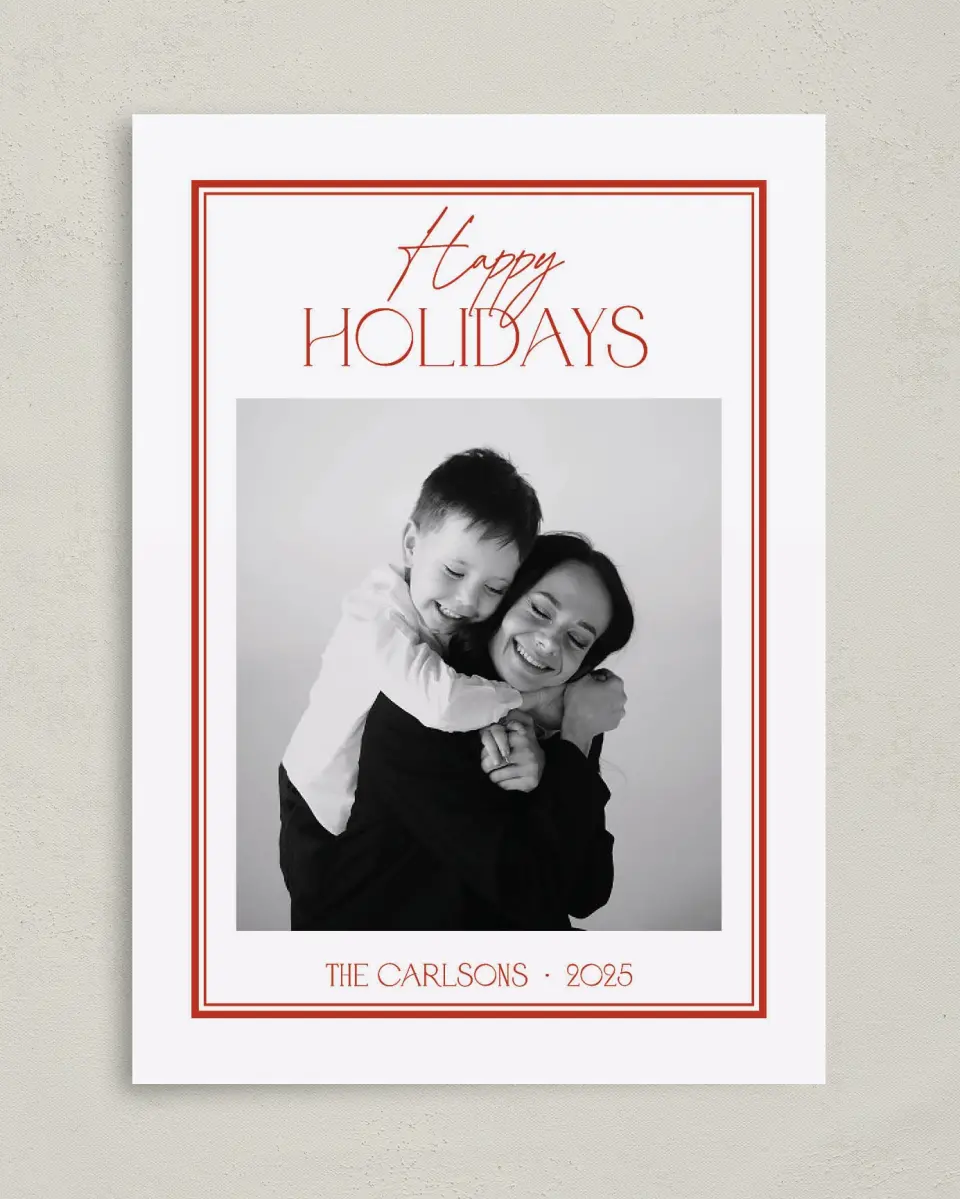This is a 5" x 7" Christmas Card called Classic Border printed in full color on Premium Smooth paper