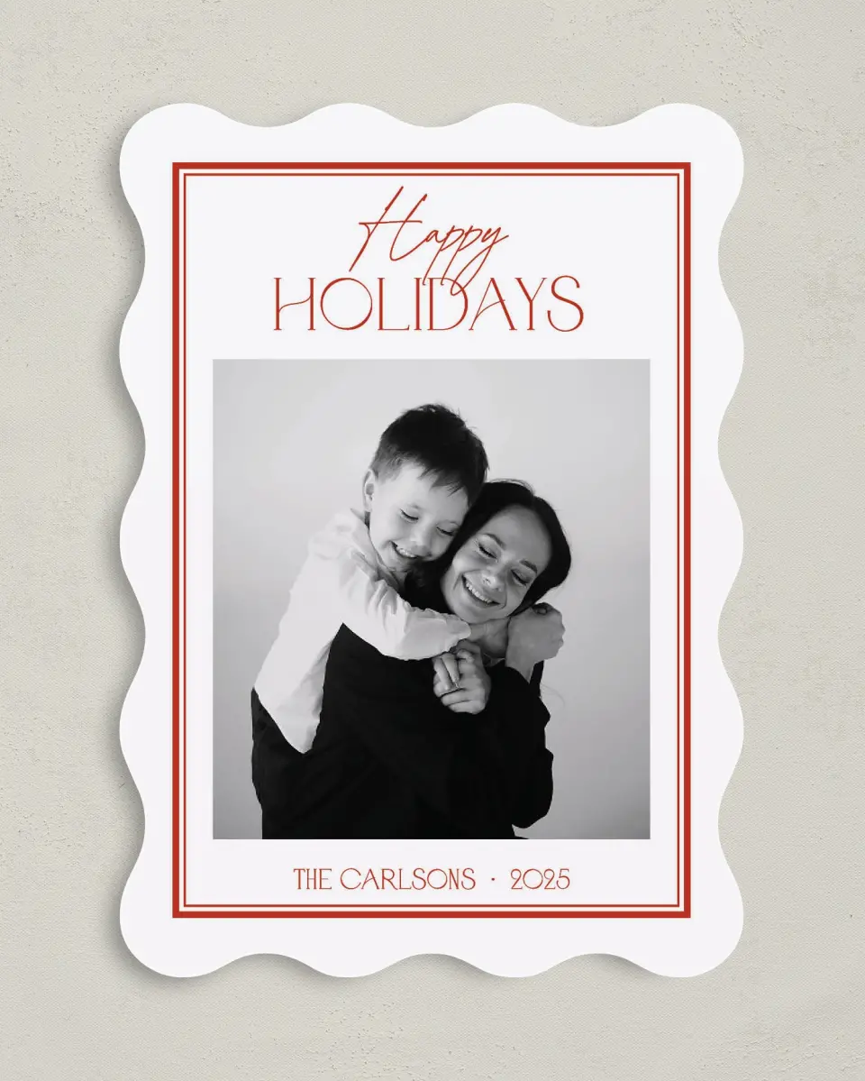 This is a 5" x 7" Christmas Card called Classic Border printed in full color on Premium Smooth paper