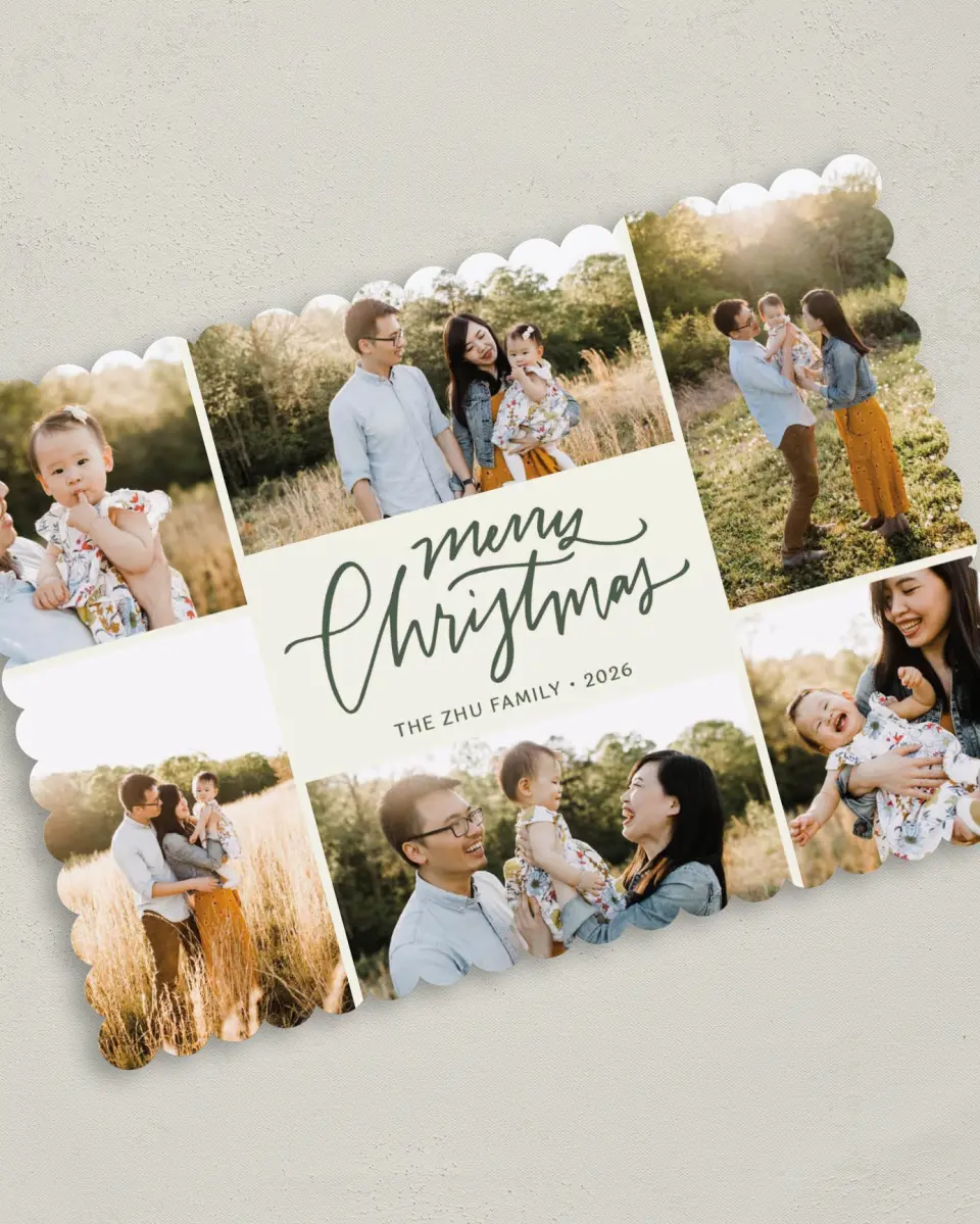 This is a 5" x 7" Christmas Card called Captured Cheer printed in full color on Premium Smooth paper on Premium Smooth paper on Premium Smooth paper