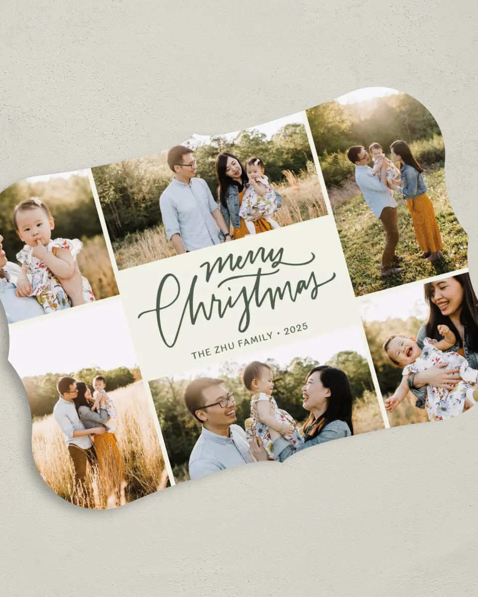 This is a 5" x 7" Christmas Card called Captured Cheer printed in full color on Premium Smooth paper