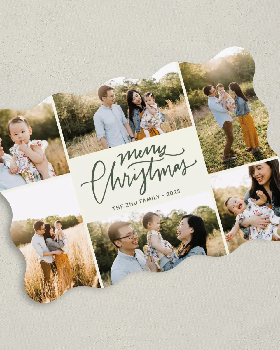 This is a 5" x 7" Christmas Card called Captured Cheer printed in full color on Premium Smooth paper