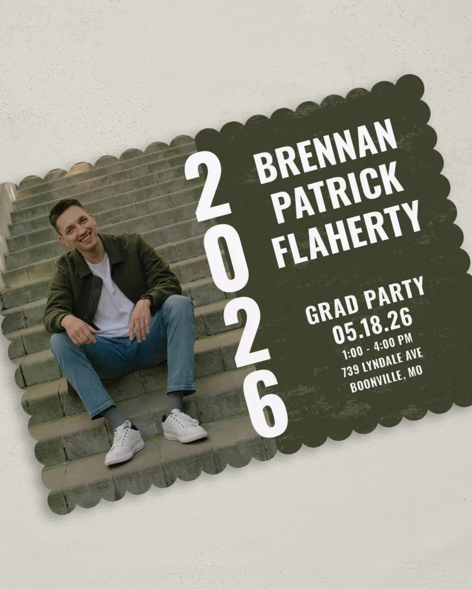 This is a 5" x 7" Graduation Announcement Card called Genuine Graduate printed in full color on Premium Smooth paper