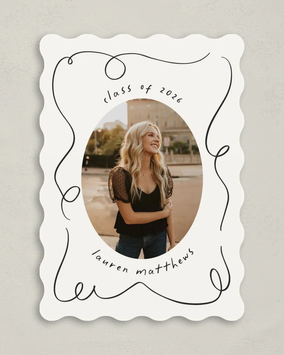 This is a 5" x 7" Graduation Announcement Card called Free to be printed in full color on Premium Smooth paper