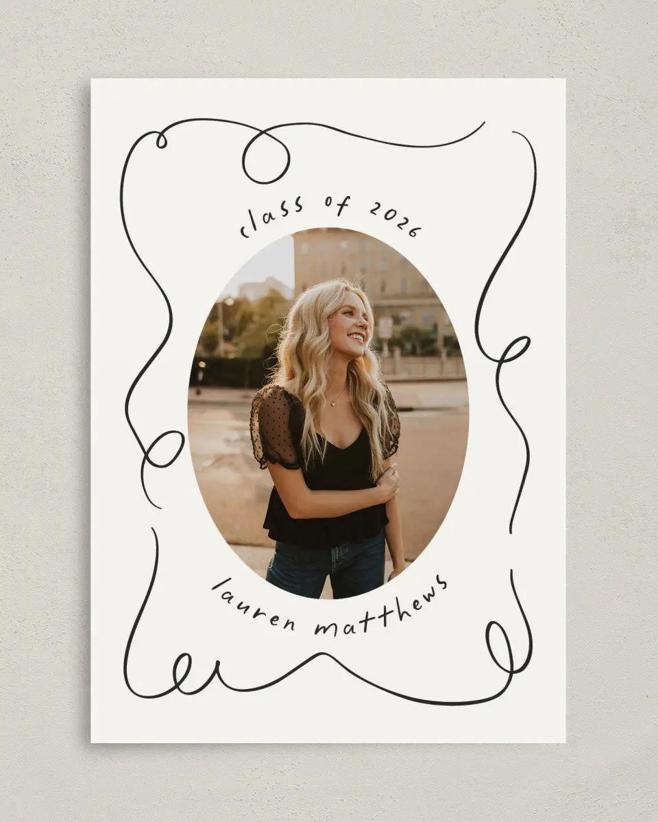 This is a 5" x 7" Graduation Announcement Card called Free to be printed in full color on Premium Smooth paper