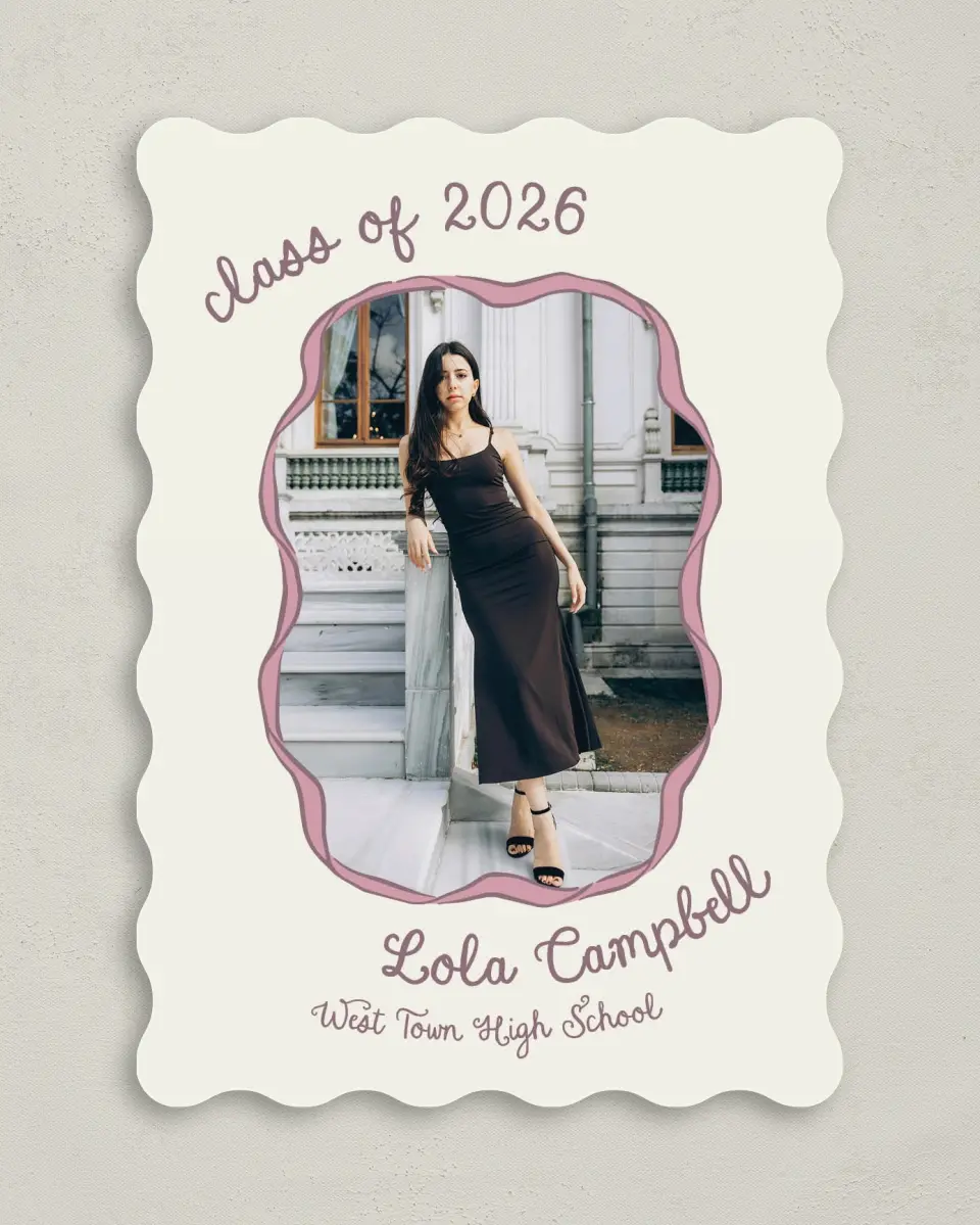 This is a 5" x 7" Graduation Announcement Card called Wrapped in Success printed in full color on Premium Smooth paper