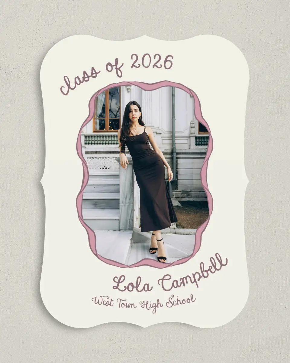 This is a 5" x 7" Graduation Announcement Card called Wrapped in Success printed in full color on Premium Smooth paper