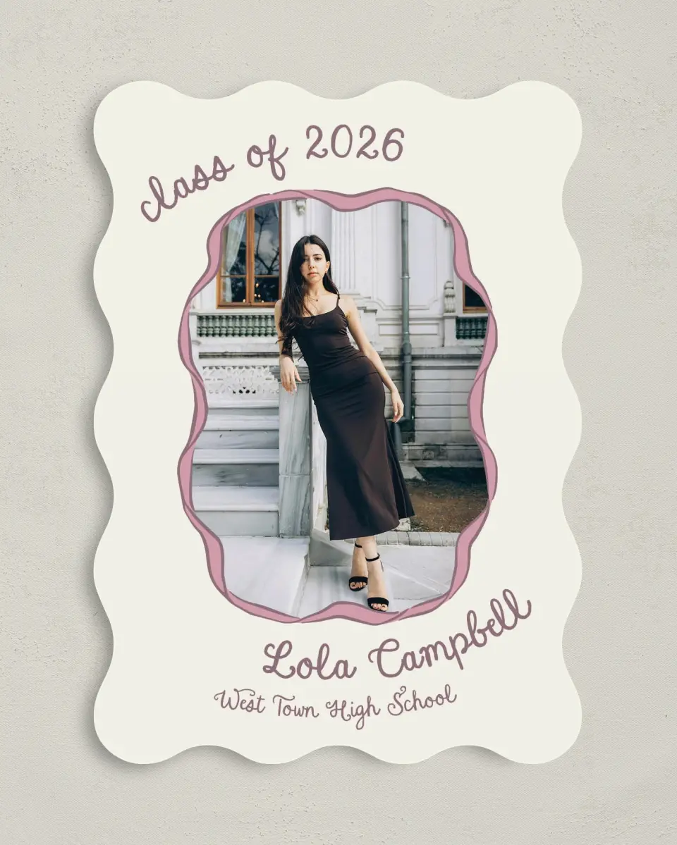 This is a 5" x 7" Graduation Announcement Card called Wrapped in Success printed in full color on Premium Smooth paper