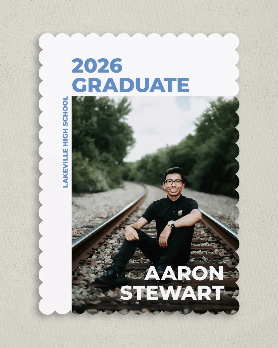 This is a 5" x 7" Graduation Announcement Card called Bright Beginnings printed in full color on Premium Smooth paper