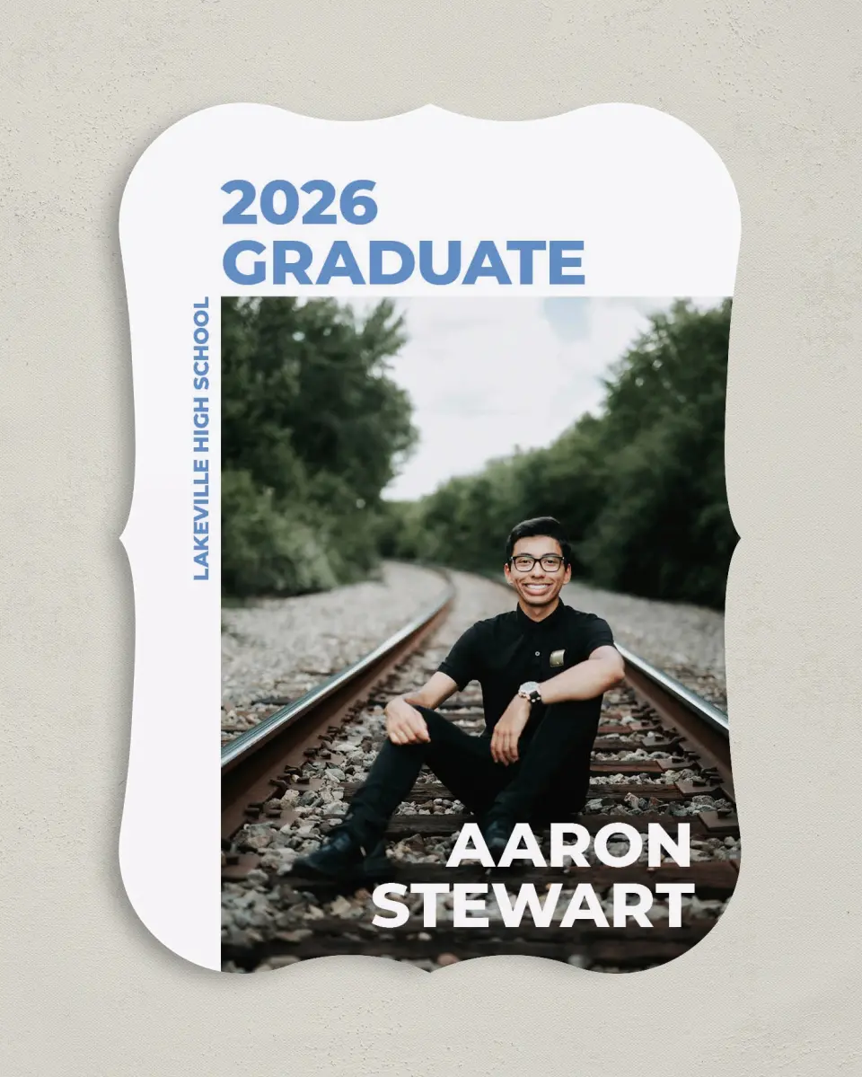 This is a 5" x 7" Graduation Announcement Card called Bright Beginnings printed in full color on Premium Smooth paper