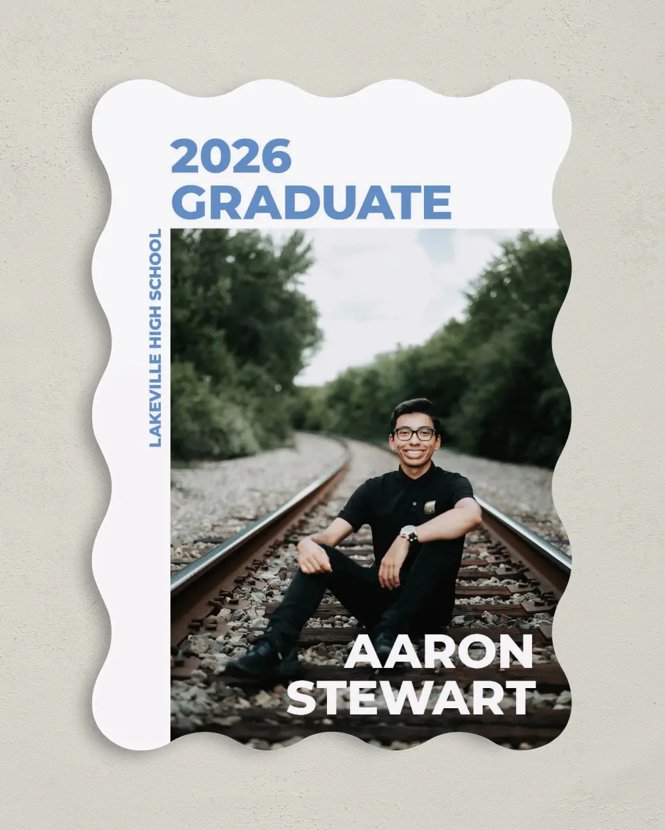 This is a 5" x 7" Graduation Announcement Card called Bright Beginnings printed in full color on Premium Smooth paper