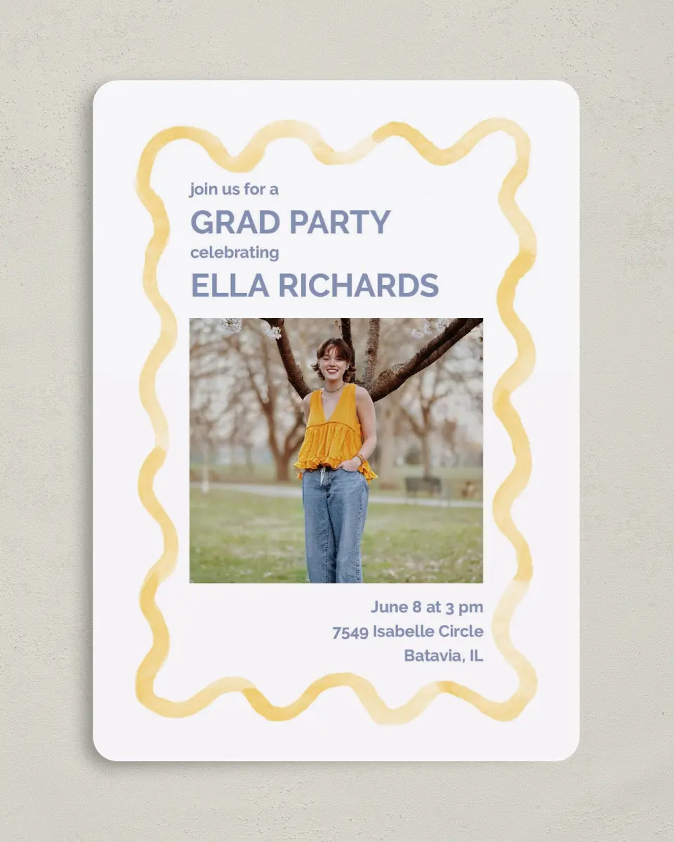 This is a 5" x 7" Graduation Announcement Card called Future is Bright printed in full color on Premium Smooth paper