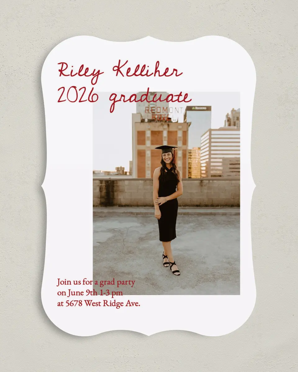 This is a 5" x 7" Graduation Announcement Card called Stunning Celebration printed in full color on Premium Smooth paper