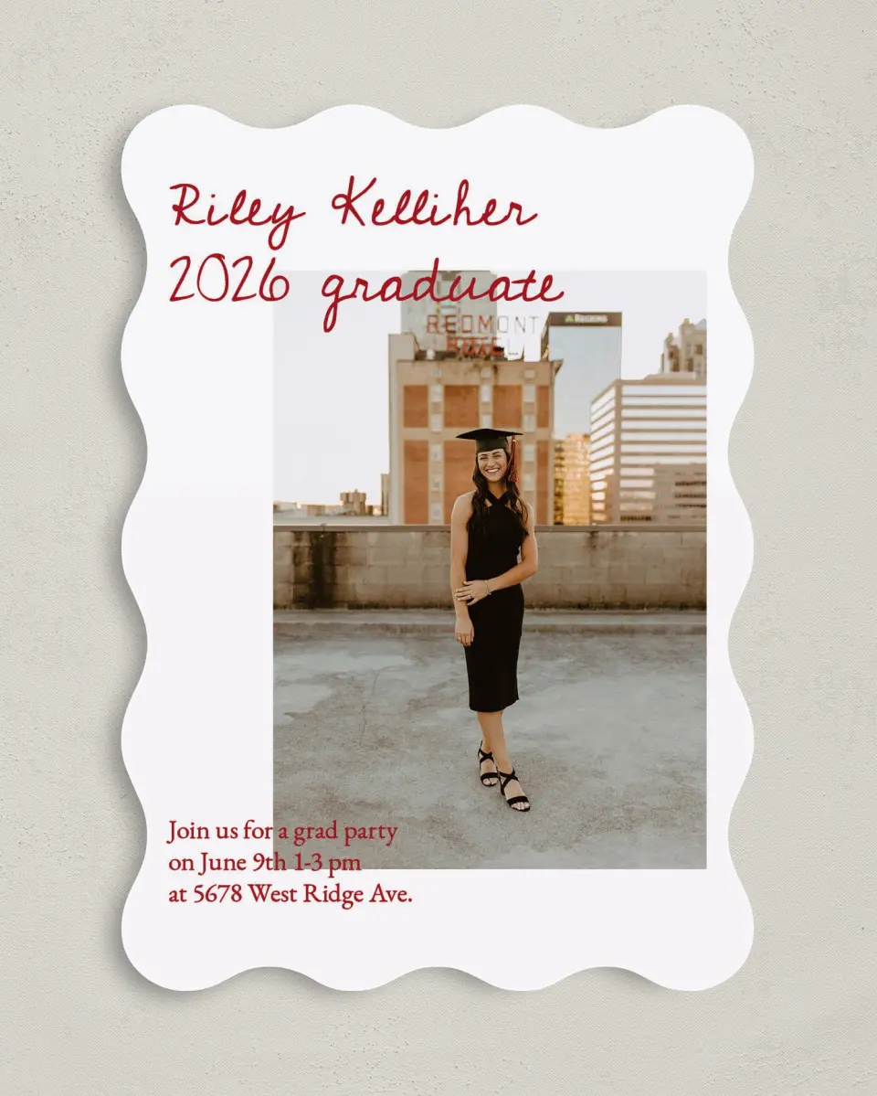 This is a 5" x 7" Graduation Announcement Card called Stunning Celebration printed in full color on Premium Smooth paper