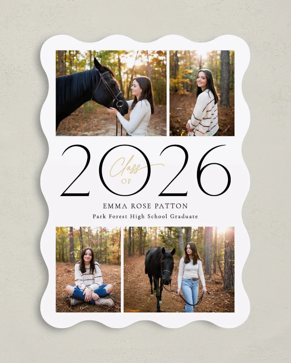 This is a 5" x 7" Graduation Announcement Card called Brilliant Year printed in full color on Premium Smooth paper