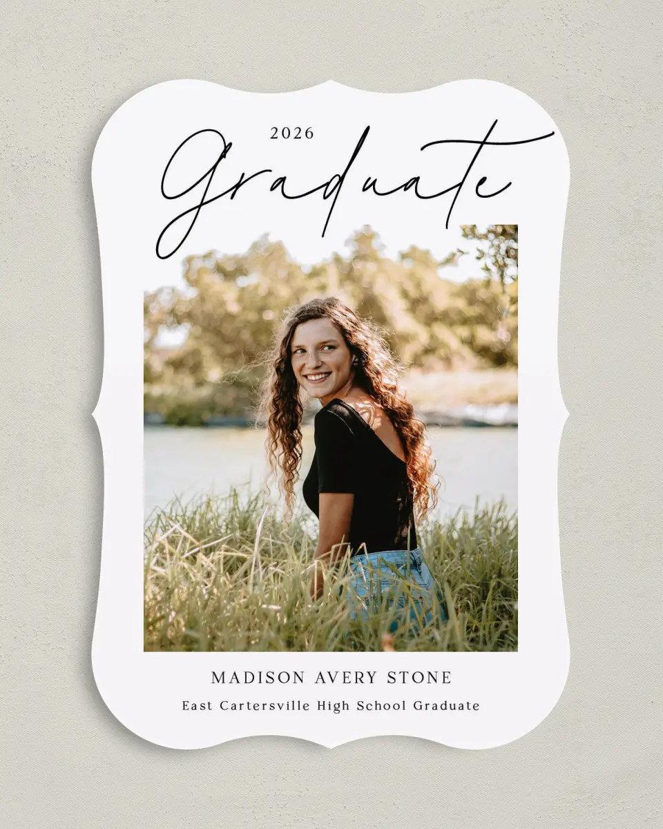 This is a 5" x 7" Graduation Announcement Card called Top of Class printed in full color on Premium Smooth paper