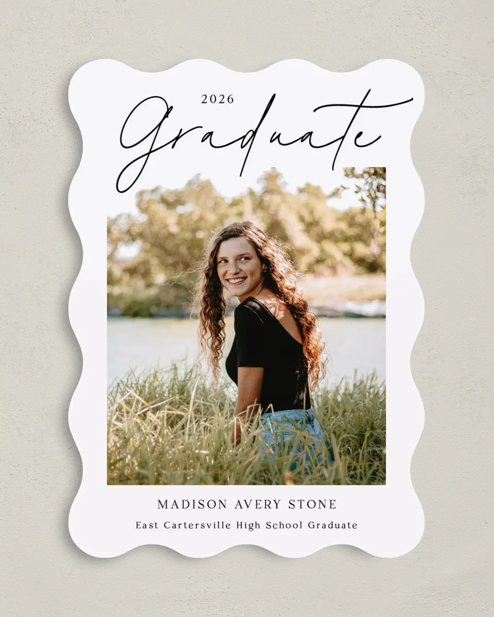 This is a 5" x 7" Graduation Announcement Card called Top of Class printed in full color on Premium Smooth paper
