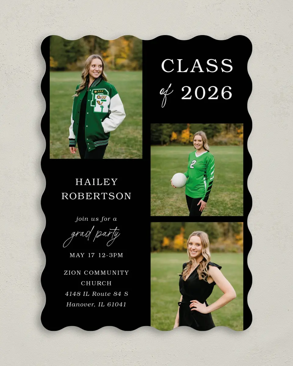 This is a 5" x 7" Graduation Announcement Card called Proud Moments printed in full color on Premium Smooth paper