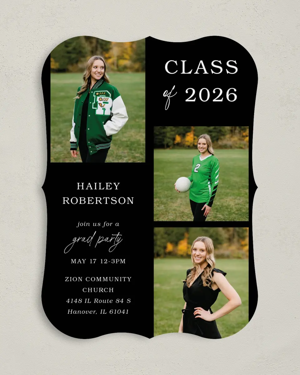 This is a 5" x 7" Graduation Announcement Card called Proud Moments printed in full color on Premium Smooth paper