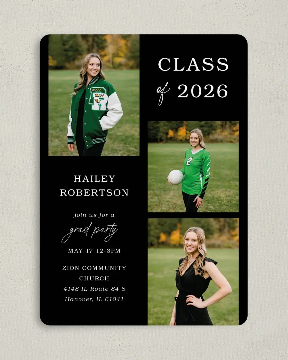 This is a 5" x 7" Graduation Announcement Card called Proud Moments printed in full color on Premium Smooth paper