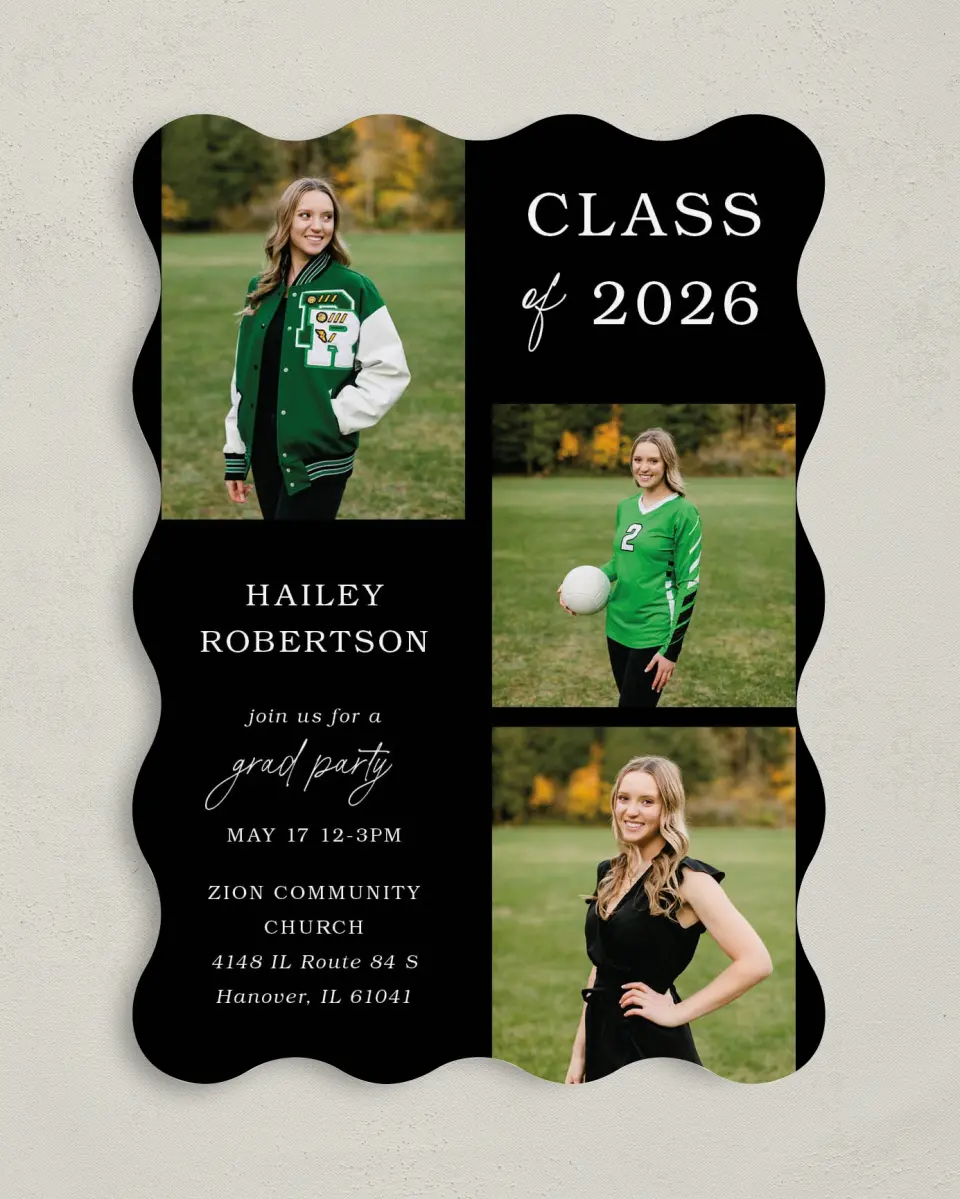 This is a 5" x 7" Graduation Announcement Card called Proud Moments printed in full color on Premium Smooth paper