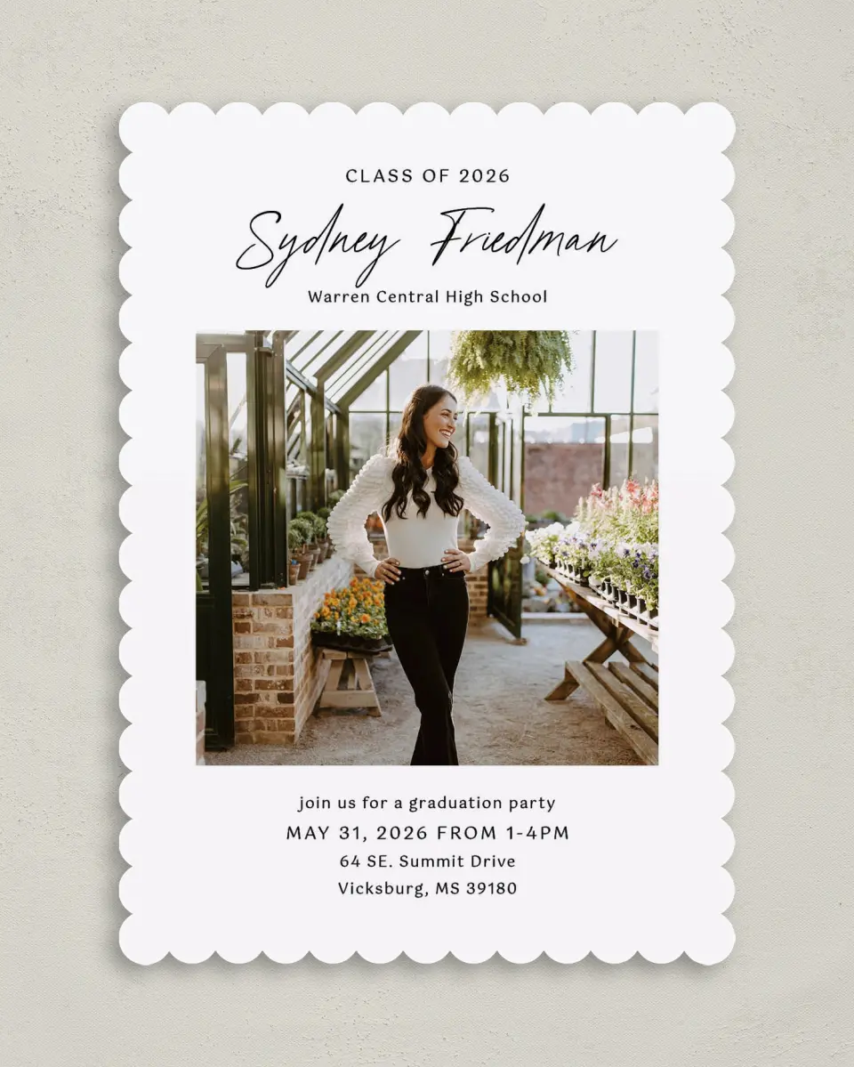 This is a 5" x 7" Graduation Announcement Card called Timeless Graduate printed in full color on Premium Smooth paper