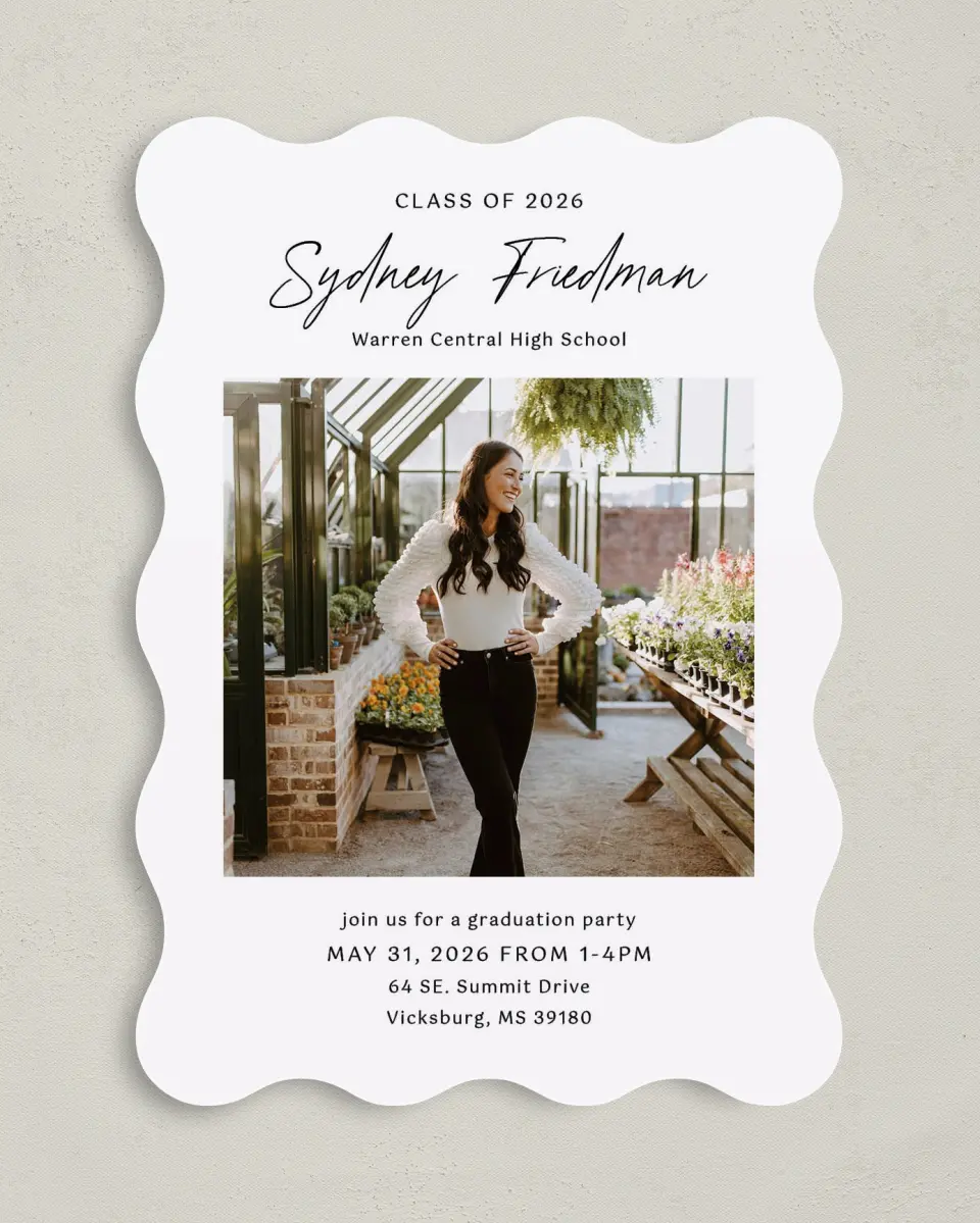 This is a 5" x 7" Graduation Announcement Card called Timeless Graduate printed in full color on Premium Smooth paper
