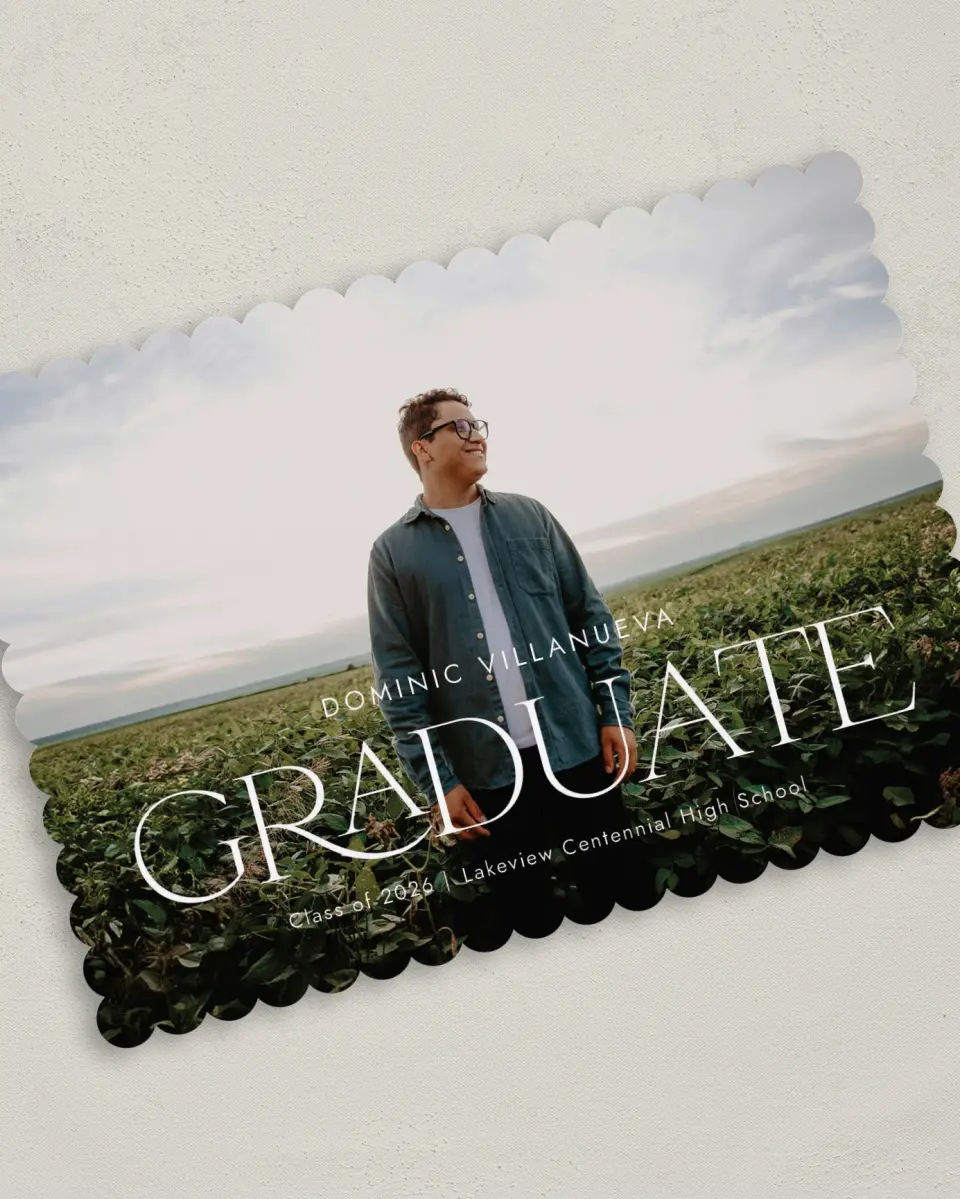 This is a 5" x 7" Graduation Announcement Card called Future Bound printed in full color on Premium Smooth paper