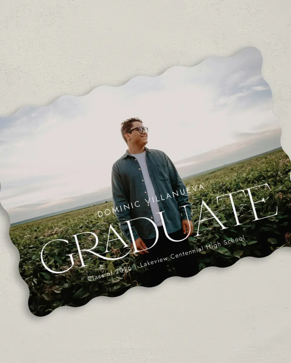 This is a 5" x 7" Graduation Announcement Card called Future Bound printed in full color on Premium Smooth paper