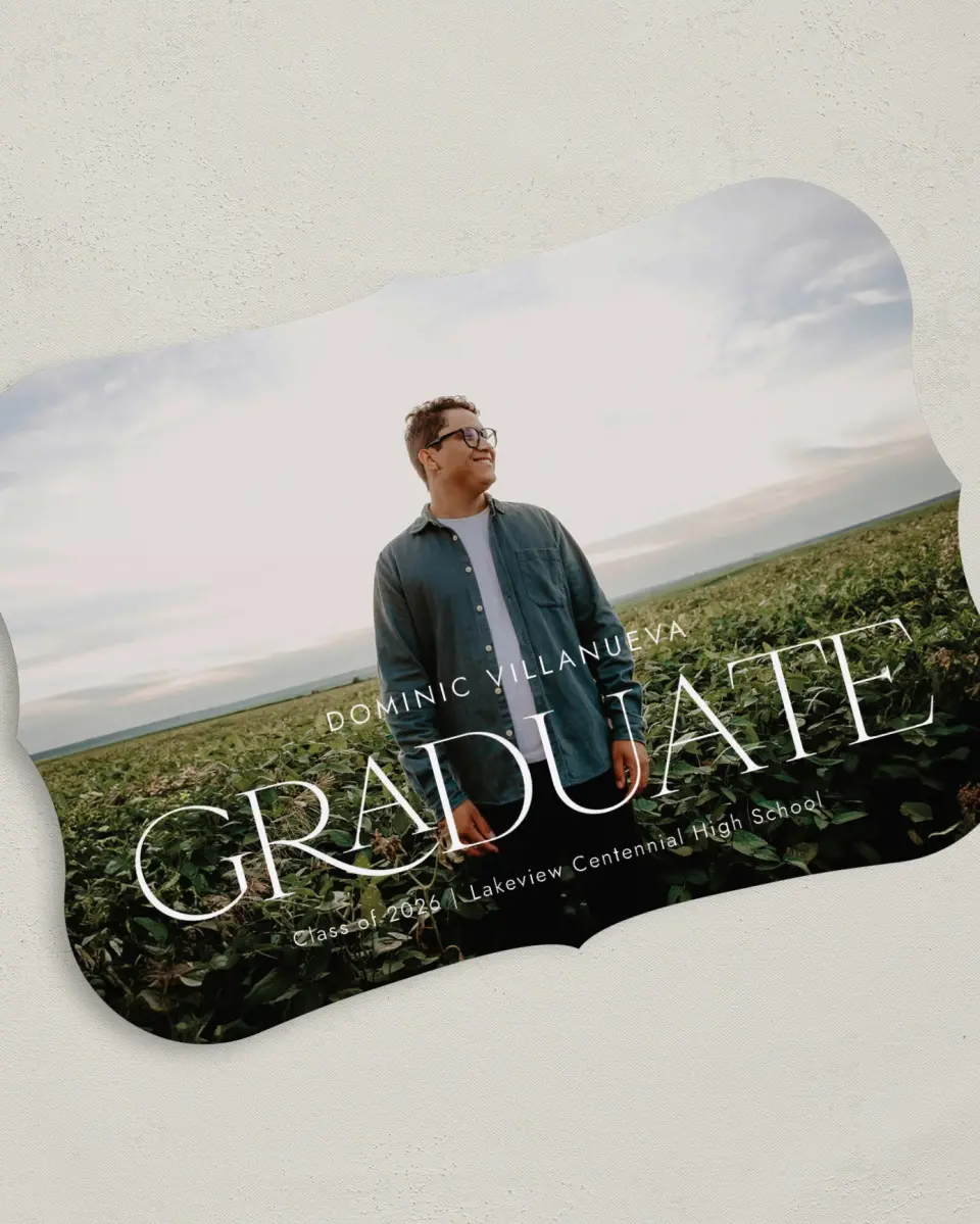 This is a 5" x 7" Graduation Announcement Card called Future Bound printed in full color on Premium Smooth paper