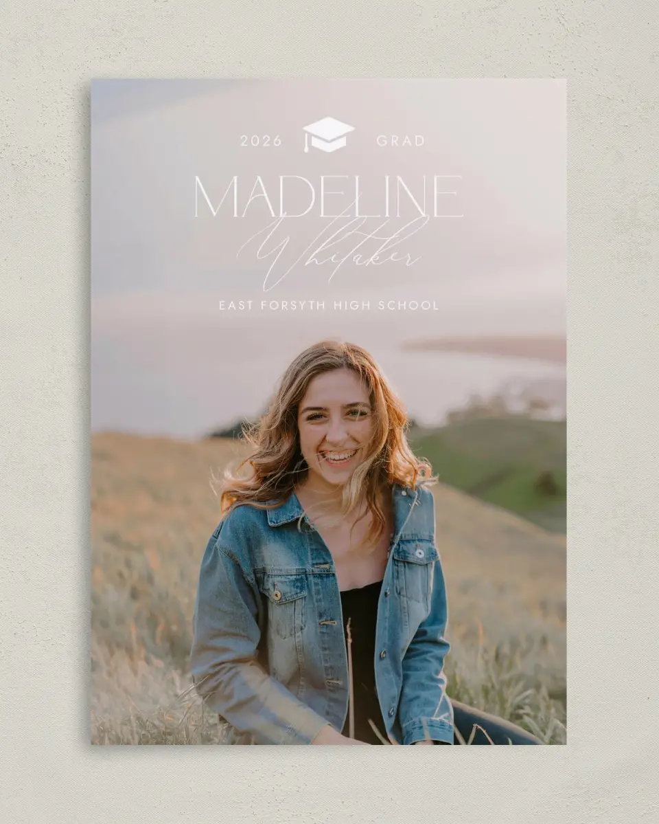 This is a 5" x 7" Graduation Announcement Card called Crowning Moment printed in full color on Premium Smooth paper