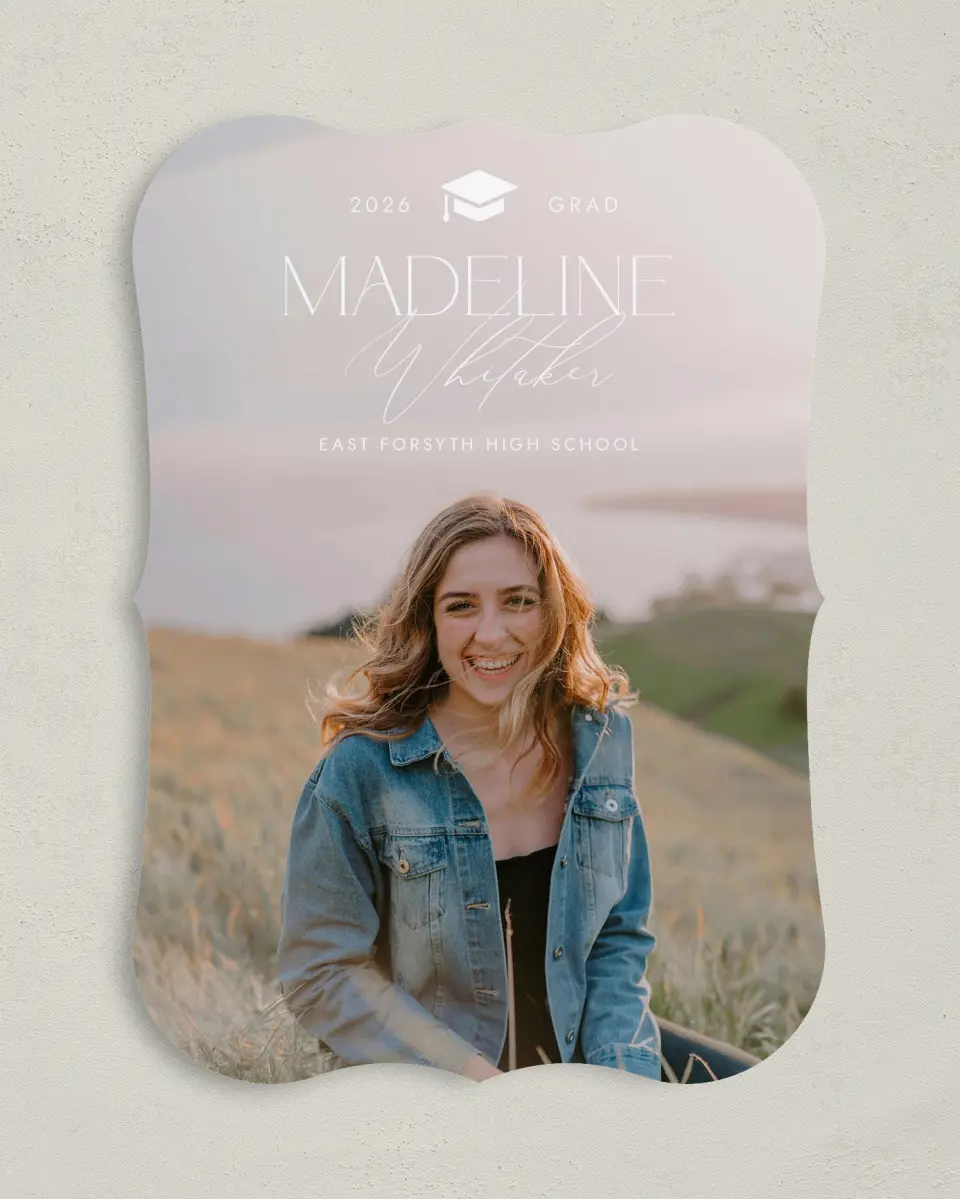 This is a 5" x 7" Graduation Announcement Card called Crowning Moment printed in full color on Premium Smooth paper