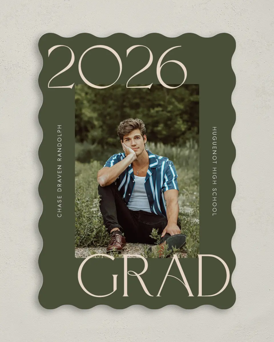 This is a 5" x 7" Graduation Announcement Card called Grand Year printed in full color on Premium Smooth paper
