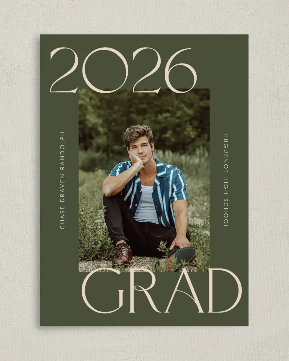This is a 5" x 7" Graduation Announcement Card called Grand Year printed in full color on Premium Smooth paper