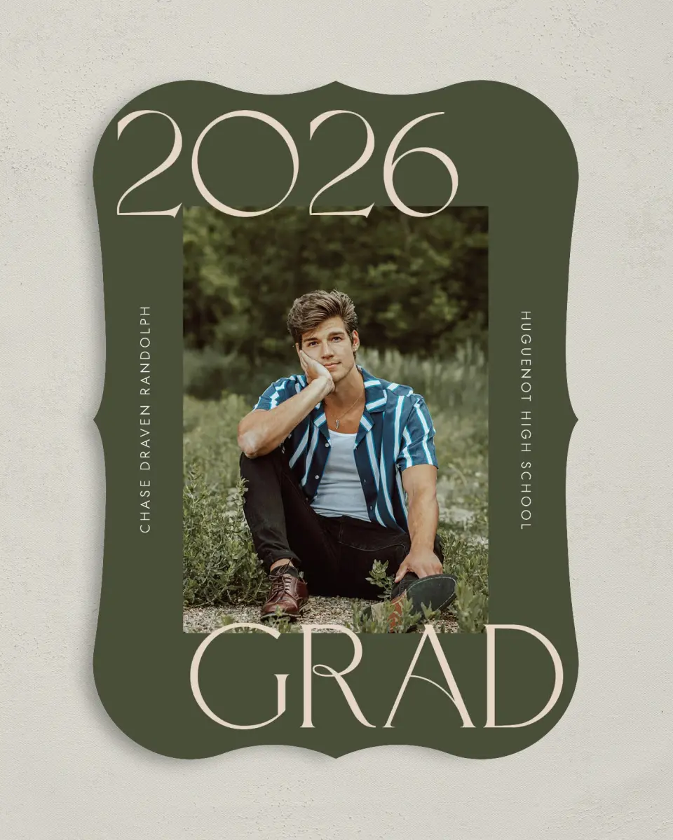 This is a 5" x 7" Graduation Announcement Card called Grand Year printed in full color on Premium Smooth paper