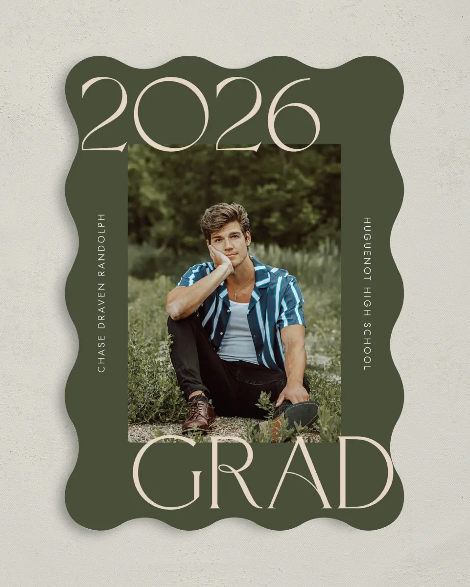 This is a 5" x 7" Graduation Announcement Card called Grand Year printed in full color on Premium Smooth paper