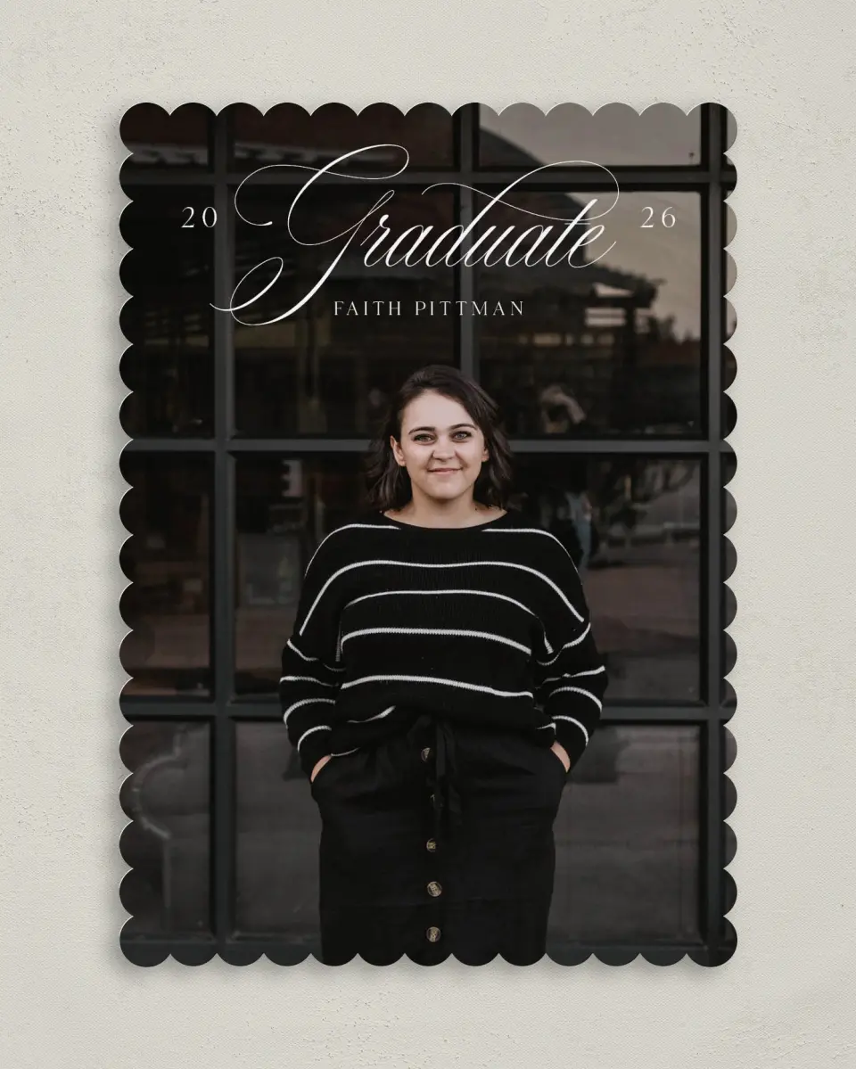 This is a 5" x 7" Graduation Announcement Card called Class Elegance printed in full color on Premium Smooth paper