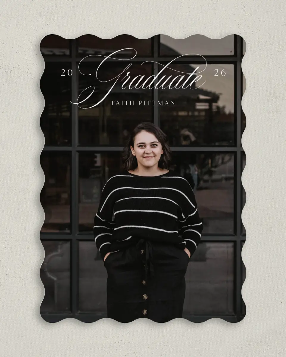 This is a 5" x 7" Graduation Announcement Card called Class Elegance printed in full color on Premium Smooth paper