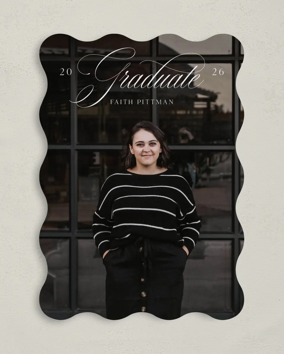 This is a 5" x 7" Graduation Announcement Card called Class Elegance printed in full color on Premium Smooth paper