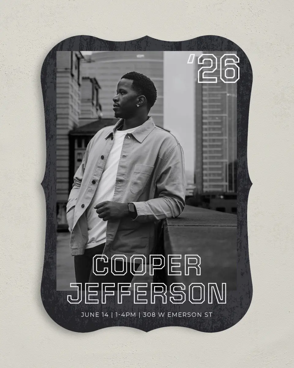This is a 5" x 7" Graduation Announcement Card called Future Forward printed in full color on Premium Smooth paper