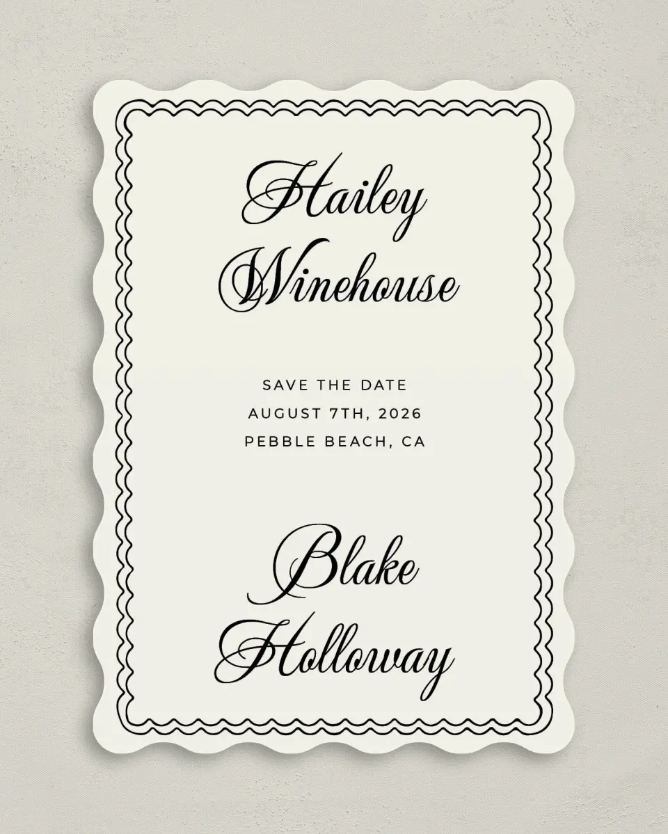 This is a 5" x 7" Save the Date Card called Grand Party printed in full color on Premium Smooth paper